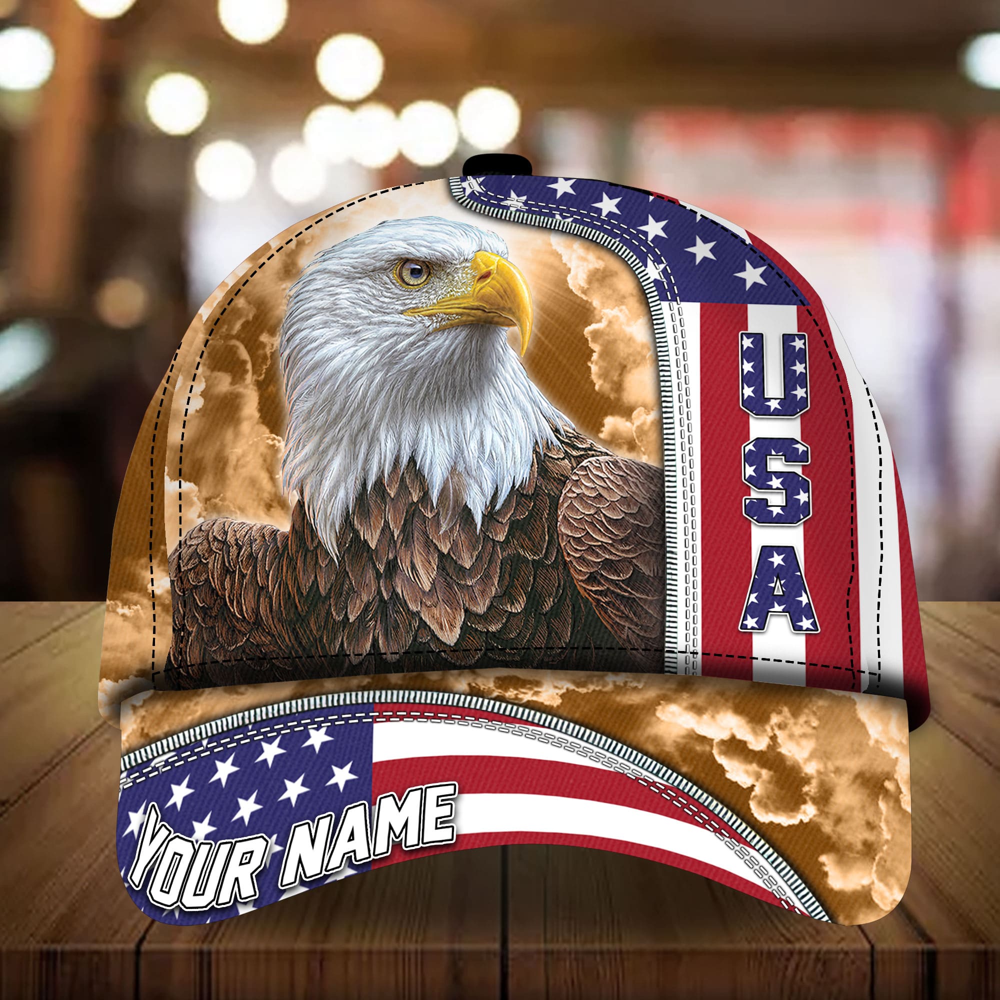 Premium USA Eagle Patriotic 3D Cap United States Sky Hat Personalized