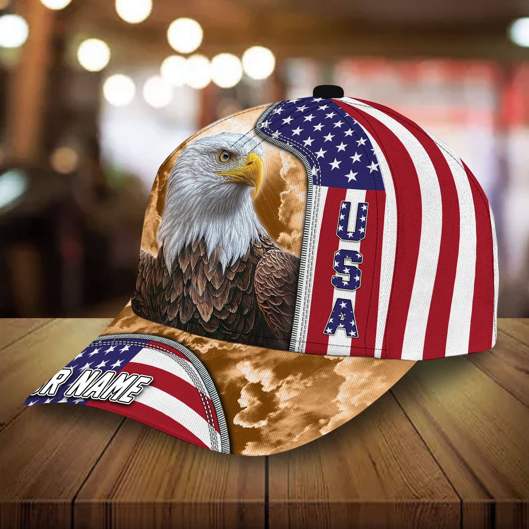 Premium USA Eagle Patriotic 3D Cap United States Sky Hat Personalized