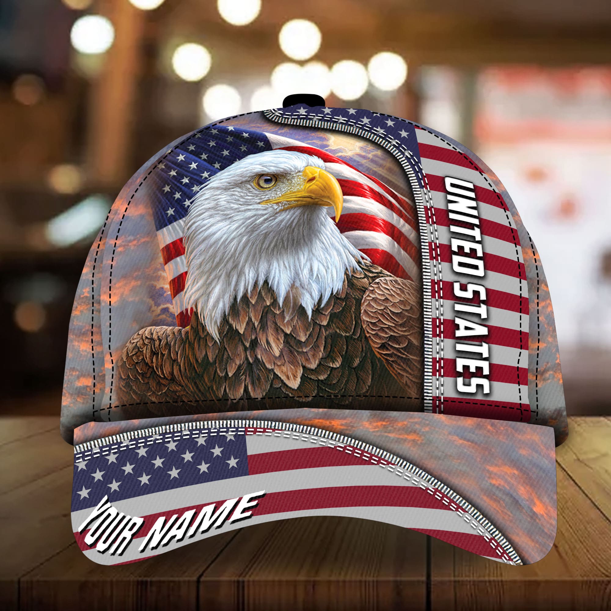 Premium United States Eagle 3D Cap Multicolor Personalized