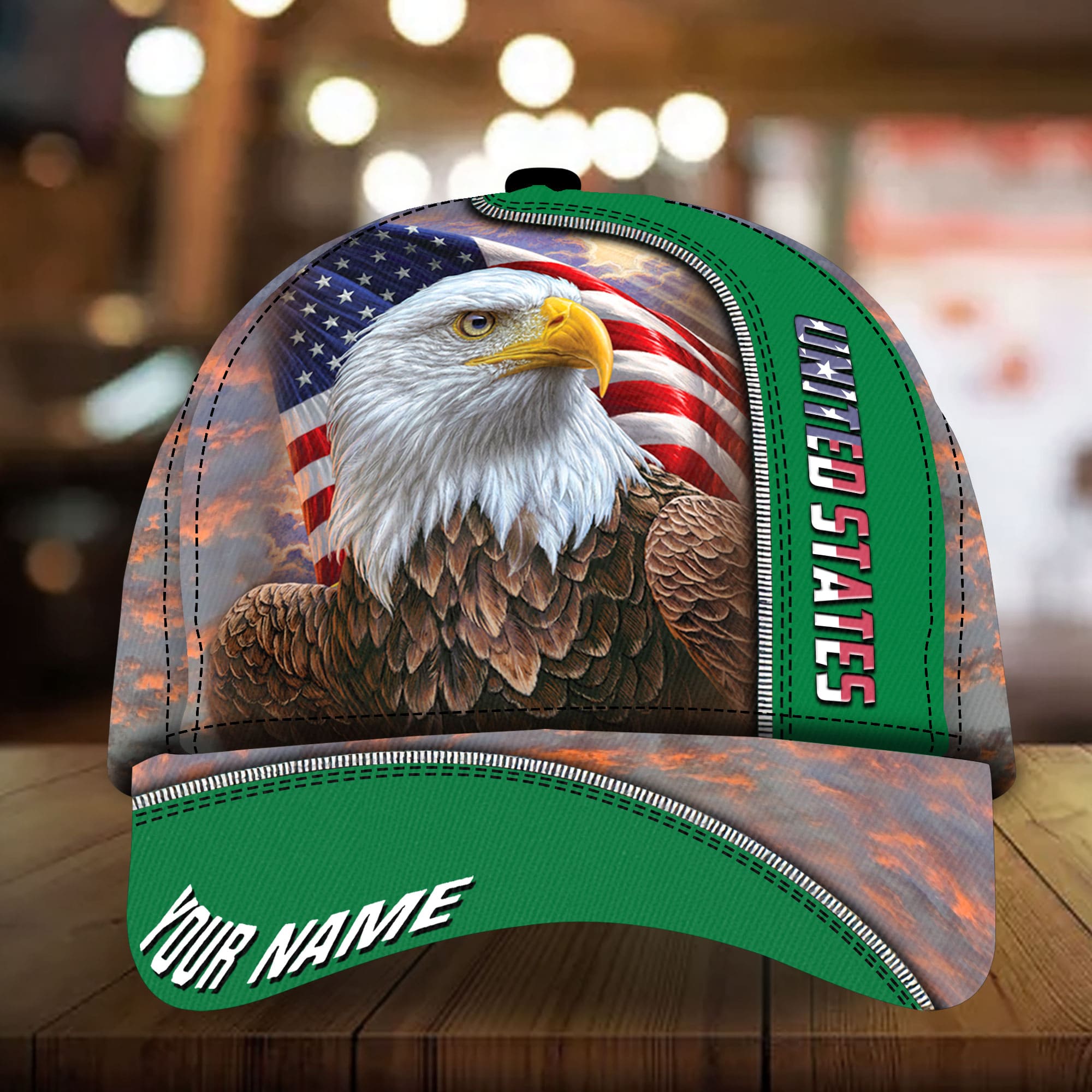 Premium United States Eagle 3D Cap Multicolor Personalized