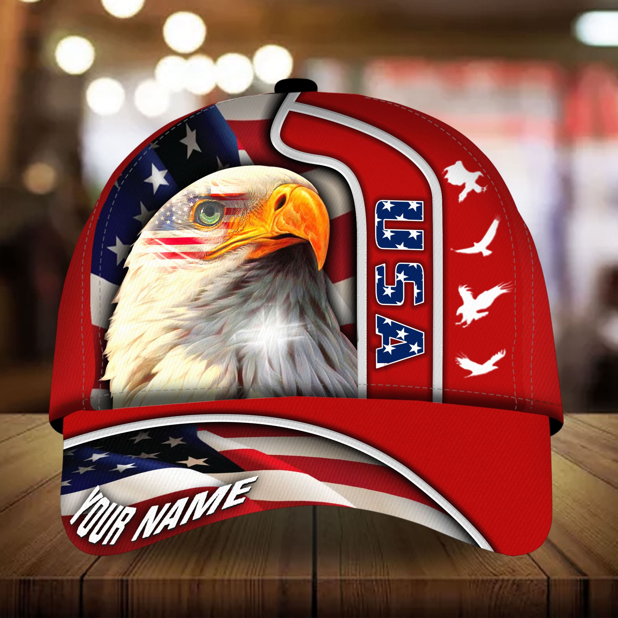 Premium USA Eagle, Patriot Multicolor 3D Hat Personalized