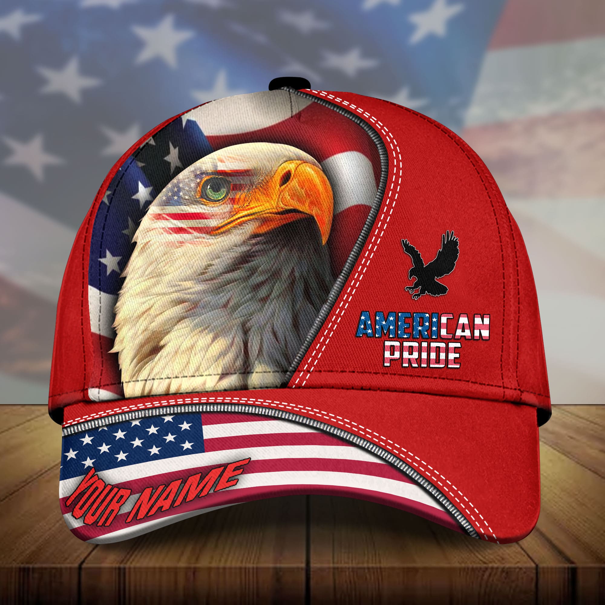 Premium American Pride, Eagle Patriotic 3D Hat Multicolor Personalized