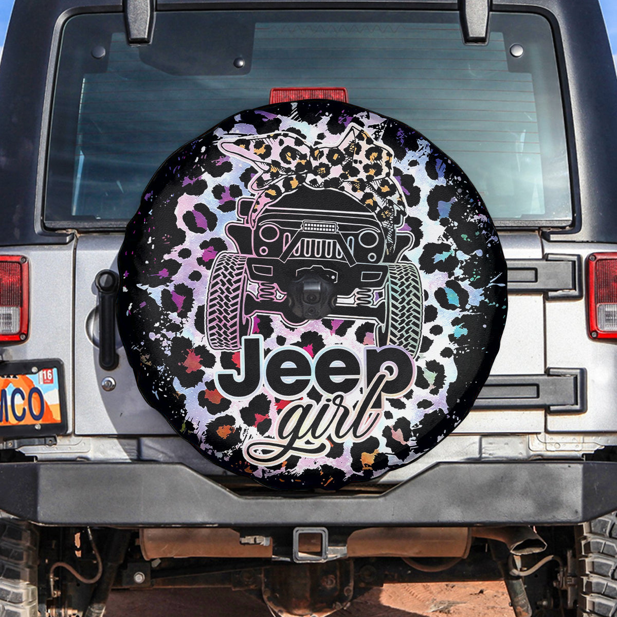 Jeep Girl Pink Black Leopard Pattern Spare Tire Cover LT11