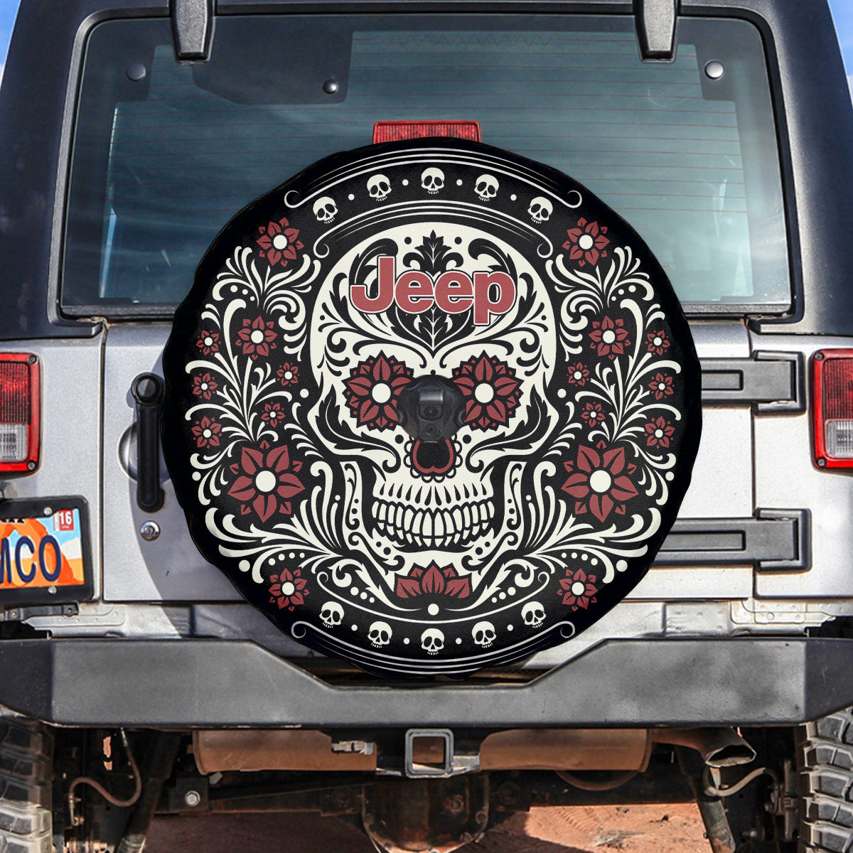 Jeep Skull Flower Spare Tire Cover