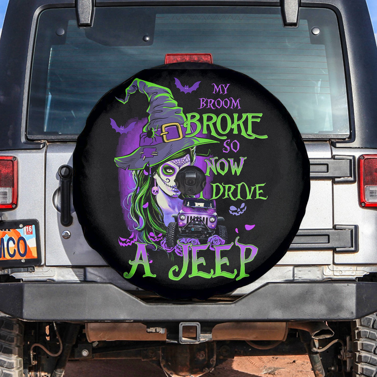 My Broom Broke Jeep Witch Automotive Spare Tire Cover