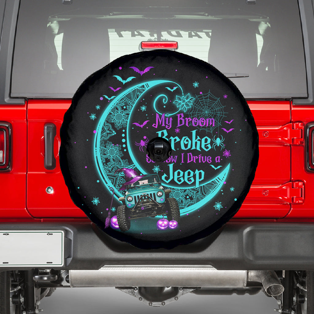 My Broom Broke Mandala Crescent Moon Automotive Spare Tire Cover