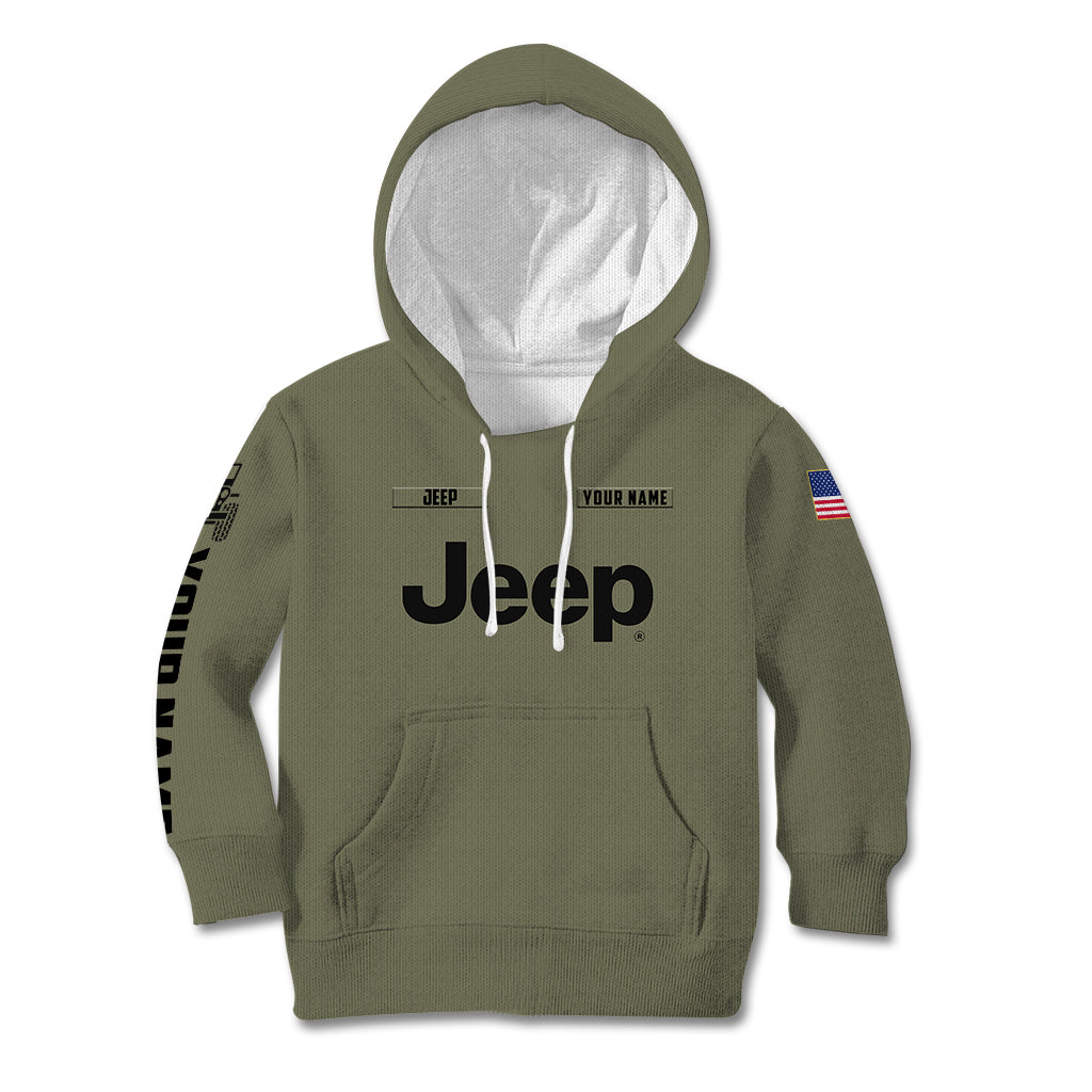 personalized-custom-name-simple-jeep-kid-hoodie-olive-military