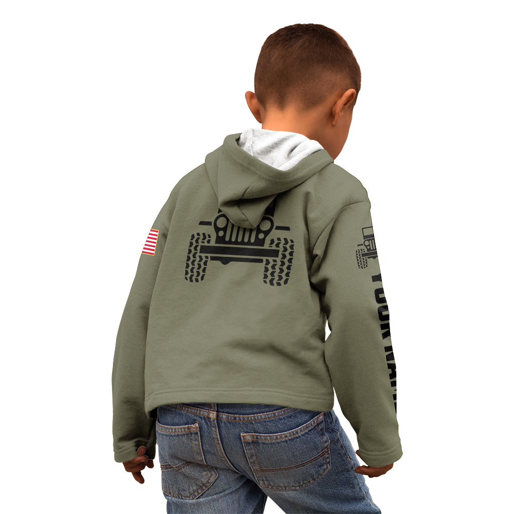 personalized-custom-name-simple-jeep-kid-hoodie-olive-military