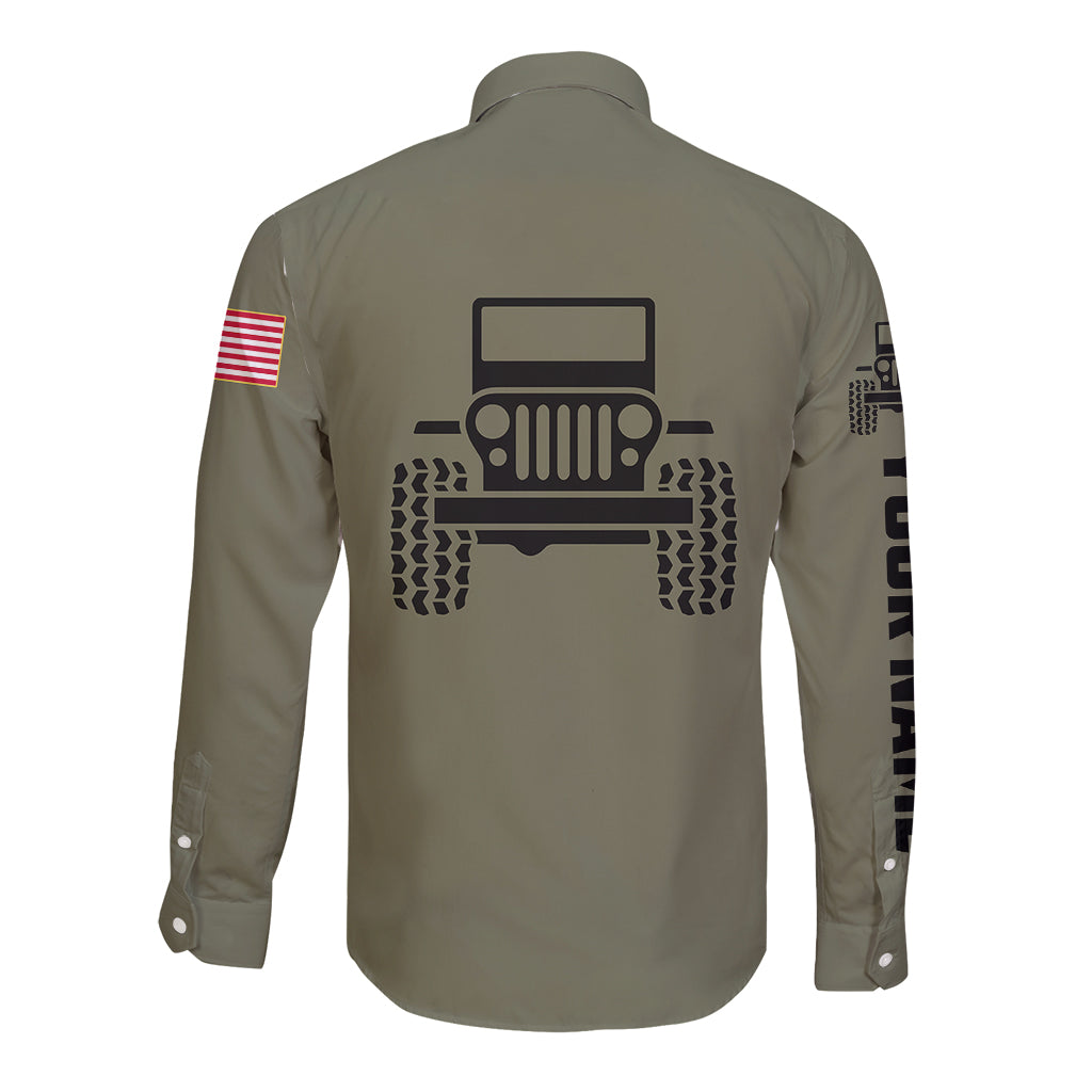 personalized-custom-name-simple-jeep-long-sleeve-button-shirt-olive-military