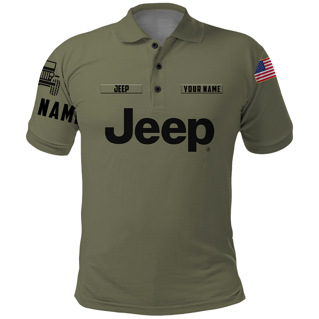 personalized-custom-name-simple-jeep-polo-shirt-olive-military