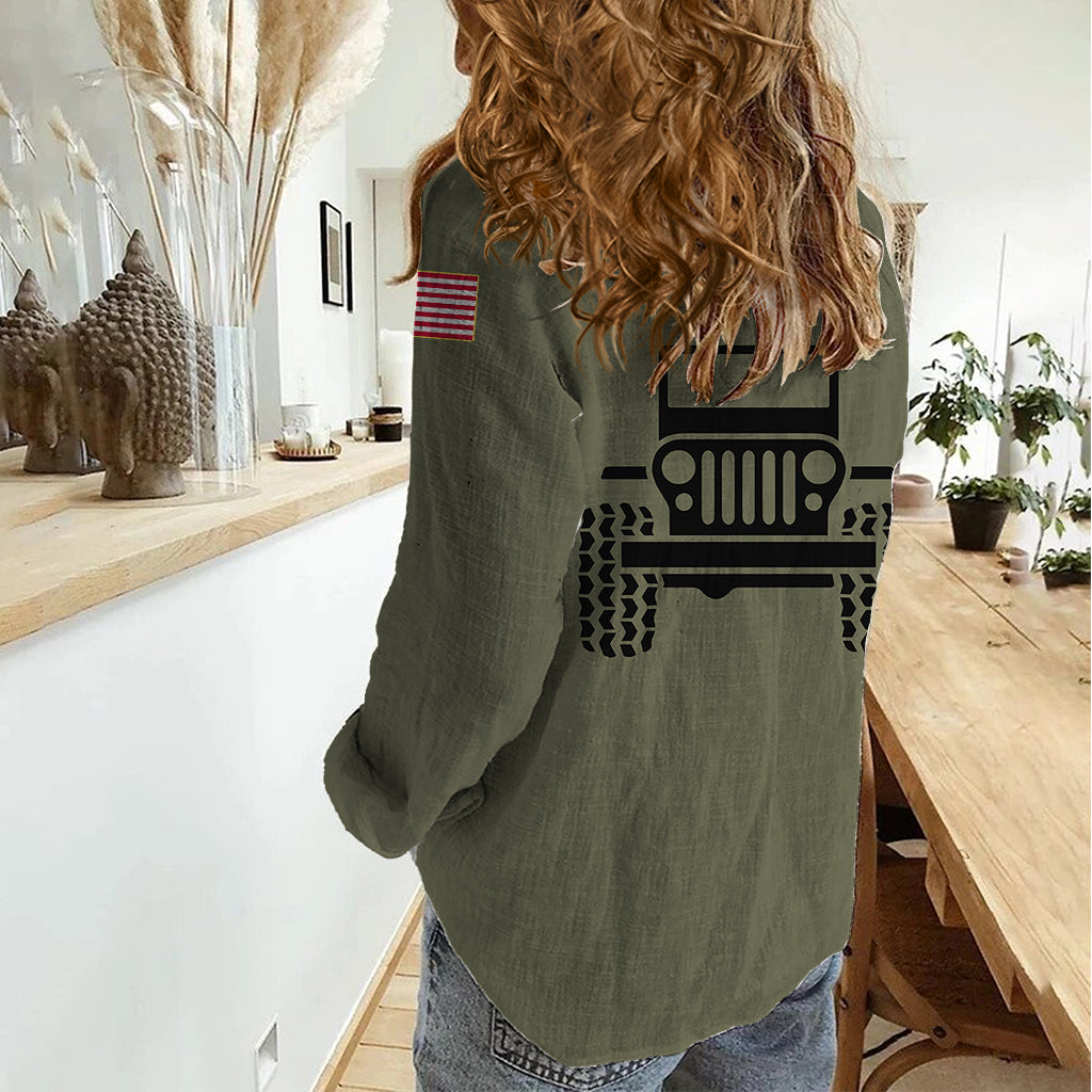 personalized-custom-name-simple-jeep-women-casual-shirt-olive-military