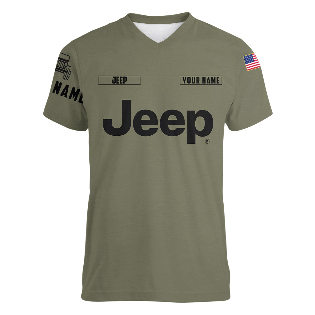 personalized-custom-name-simple-jeep-women-v-neck-t-shirt-olive-military