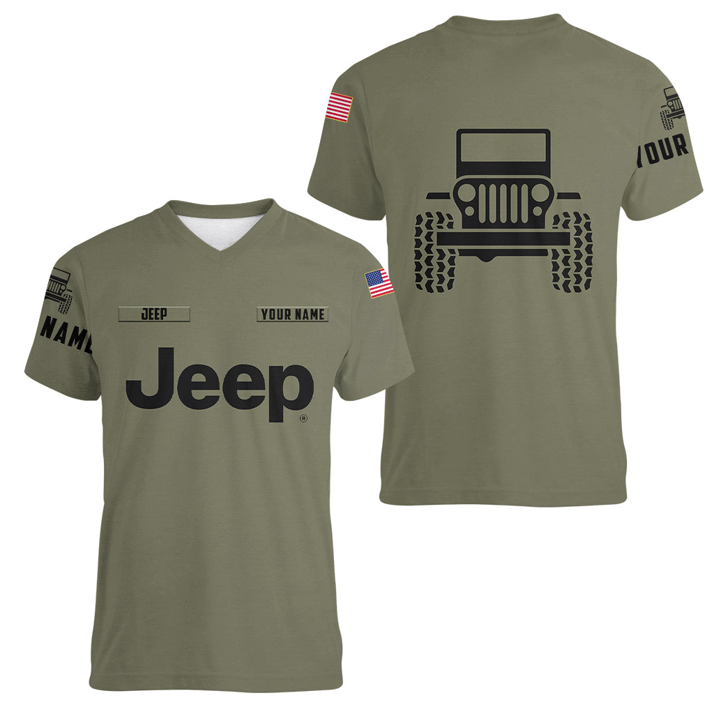 personalized-custom-name-simple-jeep-women-v-neck-t-shirt-olive-military