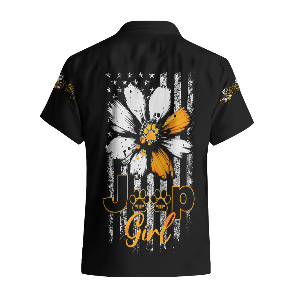 jeep-girl-dog-paw-daisy-hawaiian-shirt