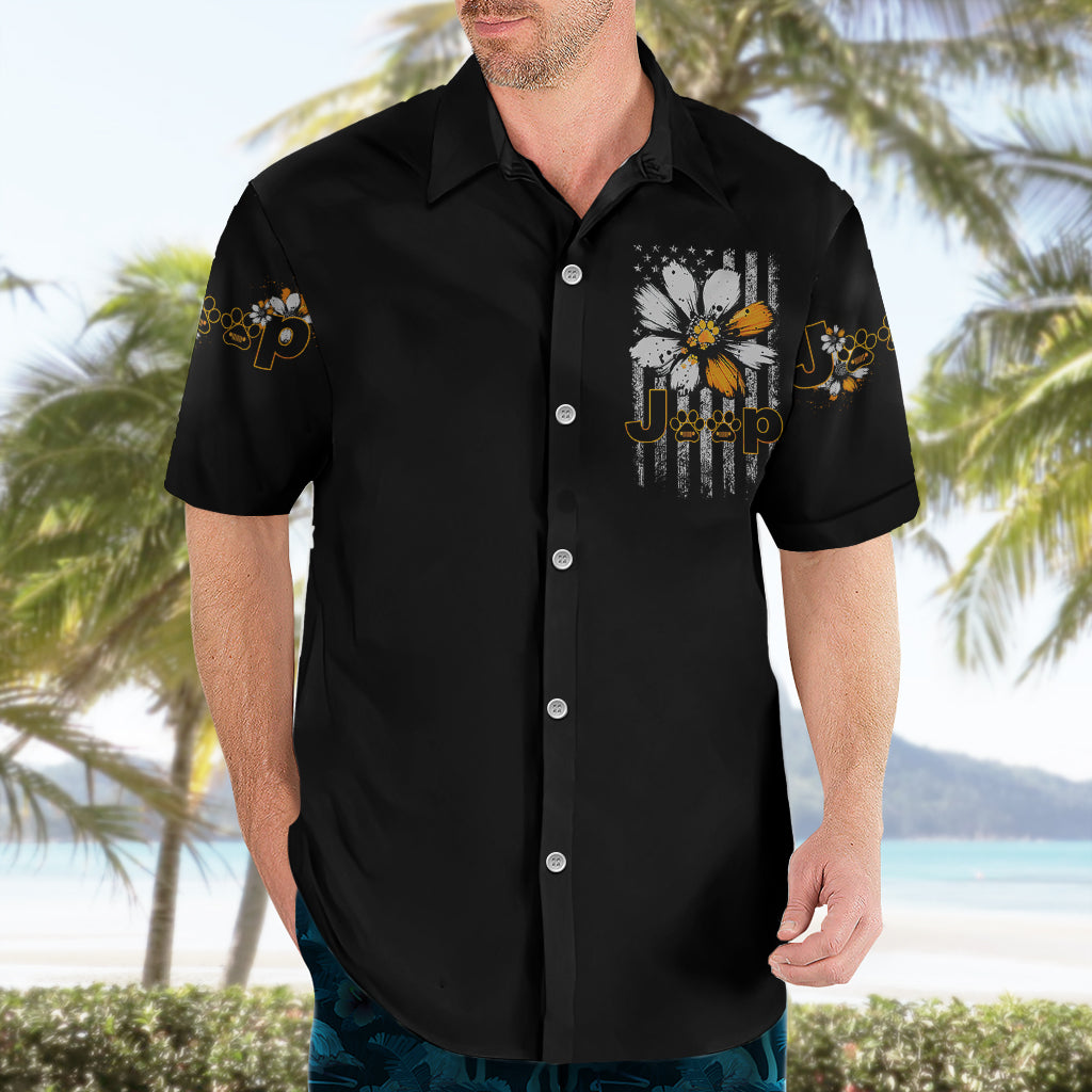 jeep-girl-dog-paw-daisy-hawaiian-shirt