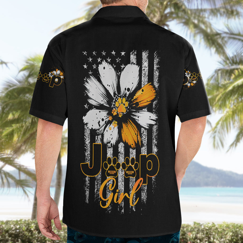 jeep-girl-dog-paw-daisy-hawaiian-shirt