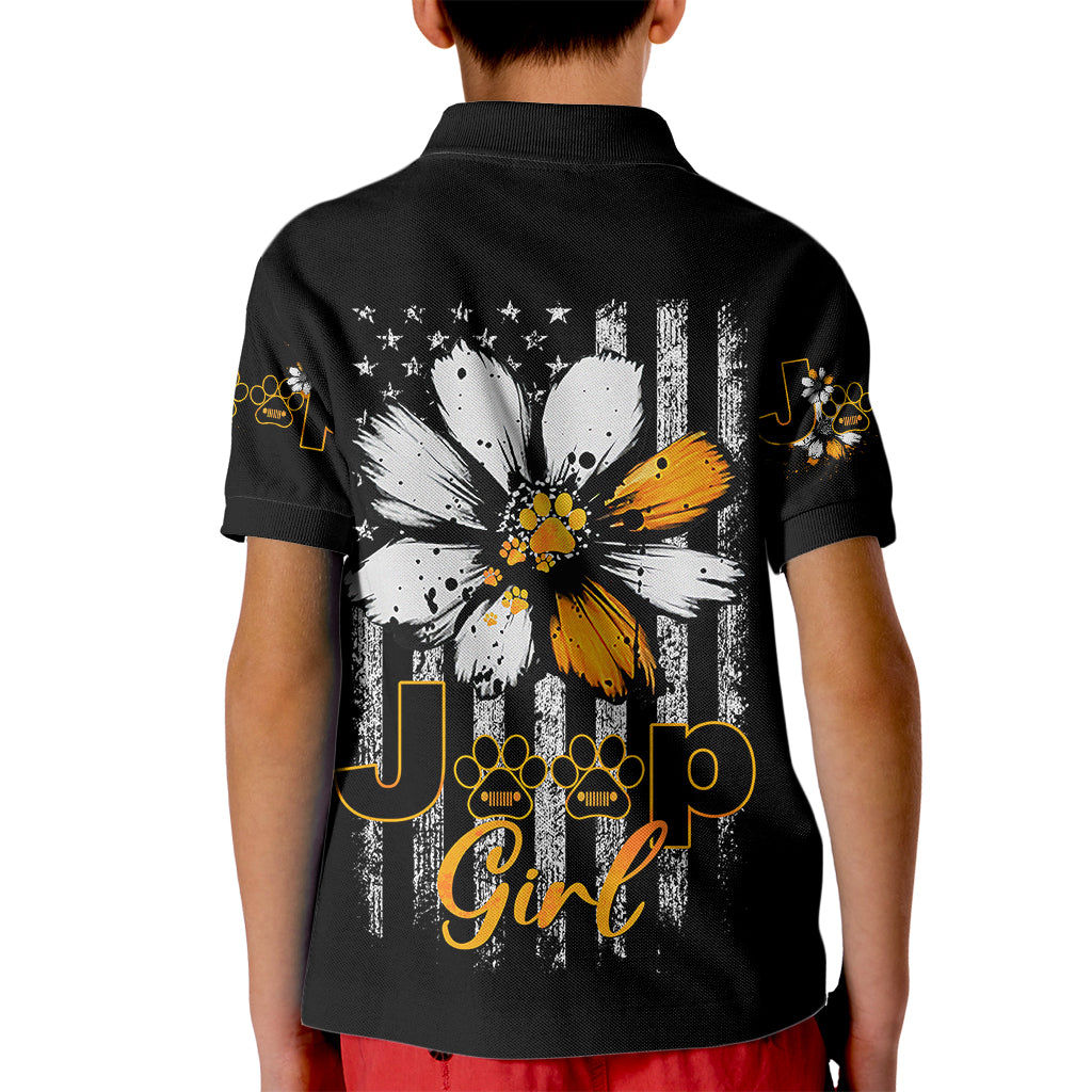 jeep-girl-dog-paw-daisy-kid-polo-shirt