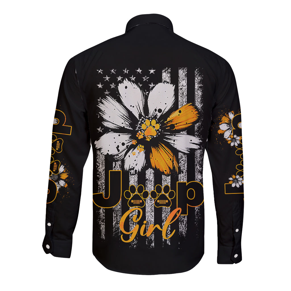 jeep-girl-dog-paw-daisy-long-sleeve-button-shirt