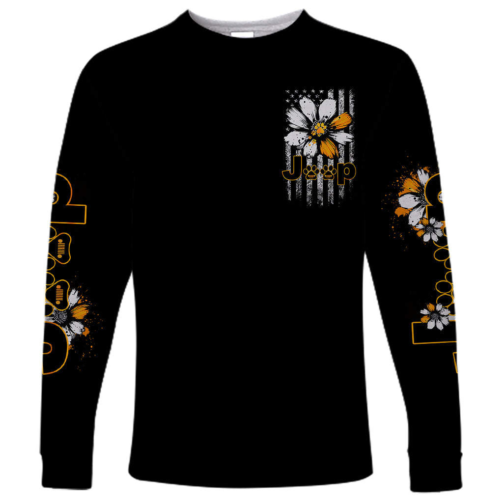 jeep-girl-dog-paw-daisy-long-sleeve-shirt