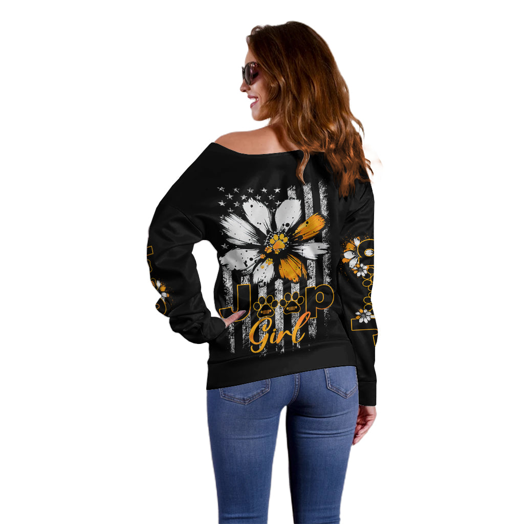 jeep-girl-dog-paw-daisy-off-shoulder-sweater