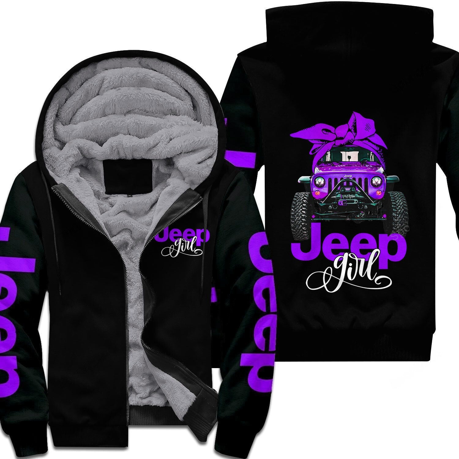 Multicolor Jeep Girl So Cute Sherpa Hoodie