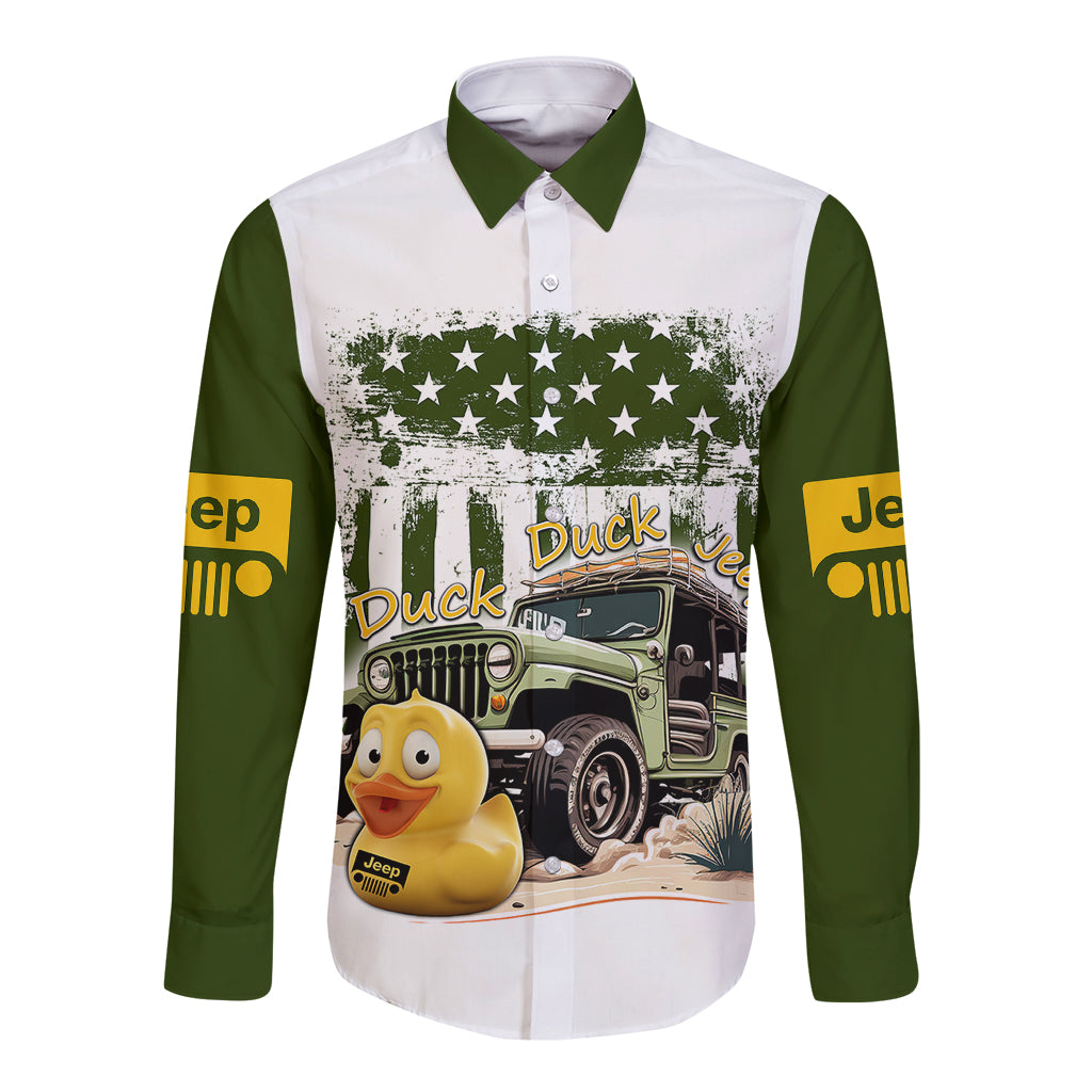 duck-duck-jeep-long-sleeve-button-shirt-i-dont-give-a-duck-mix-green-american-flag