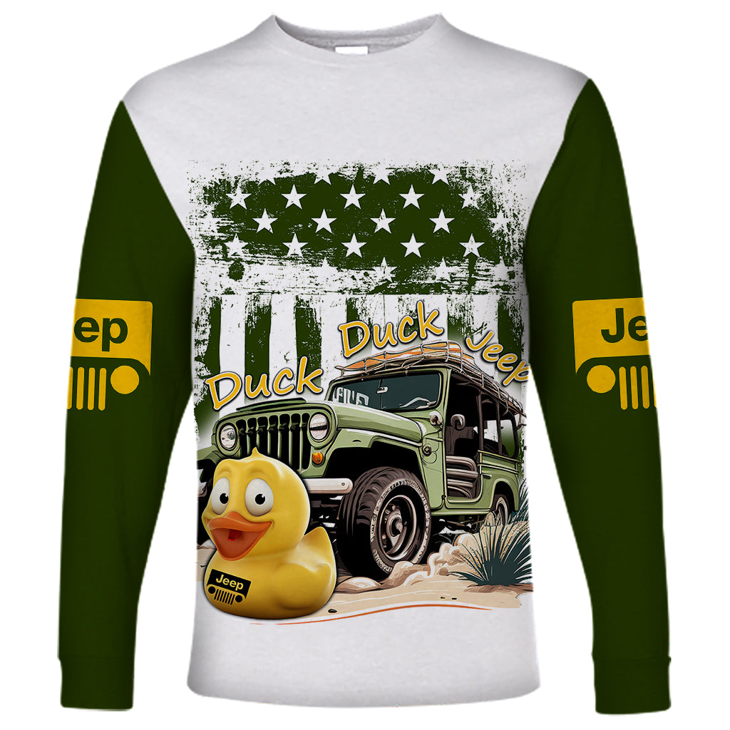 duck-duck-jeep-long-sleeve-shirt-i-dont-give-a-duck-mix-green-american-flag