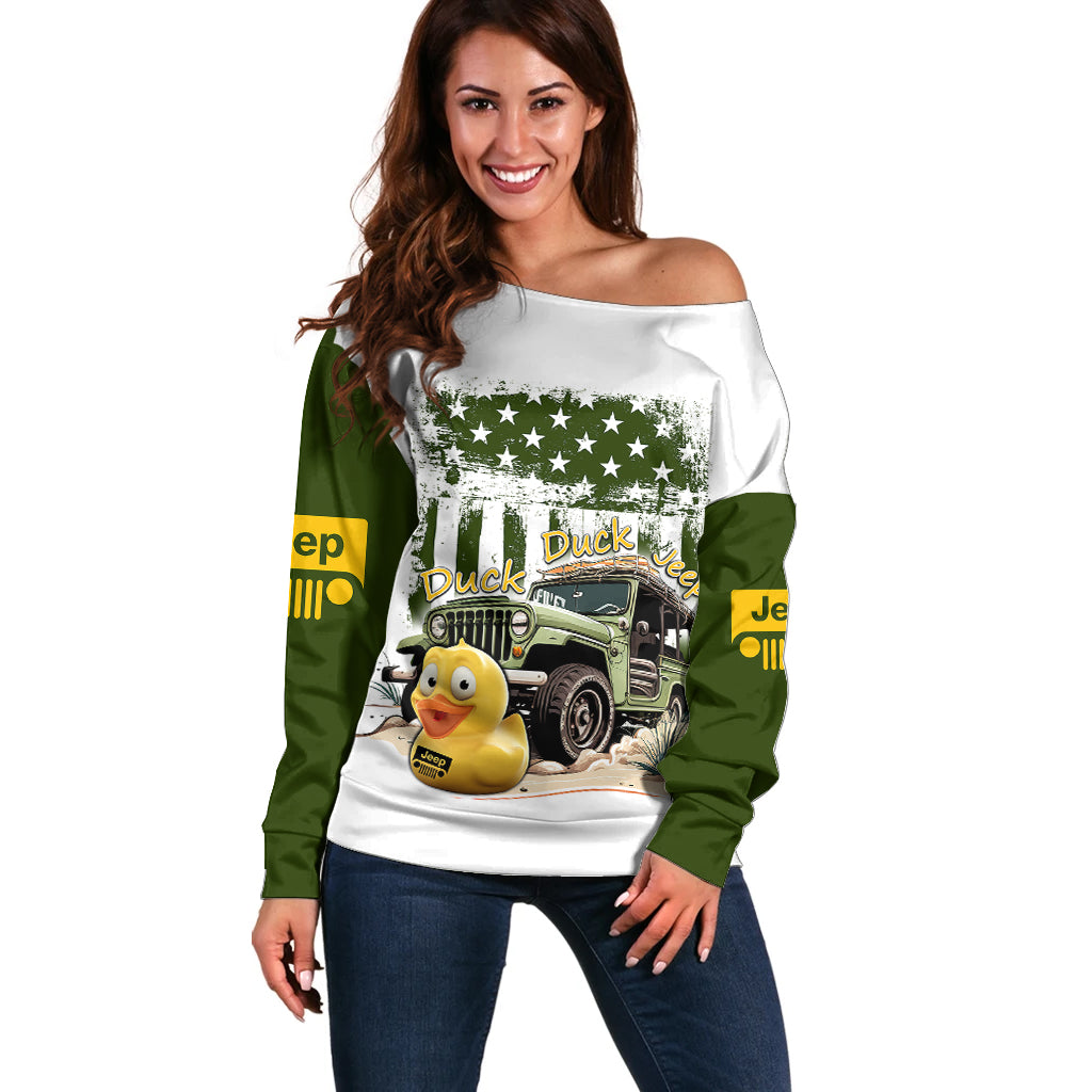 duck-duck-jeep-off-shoulder-sweater-i-dont-give-a-duck-mix-green-american-flag