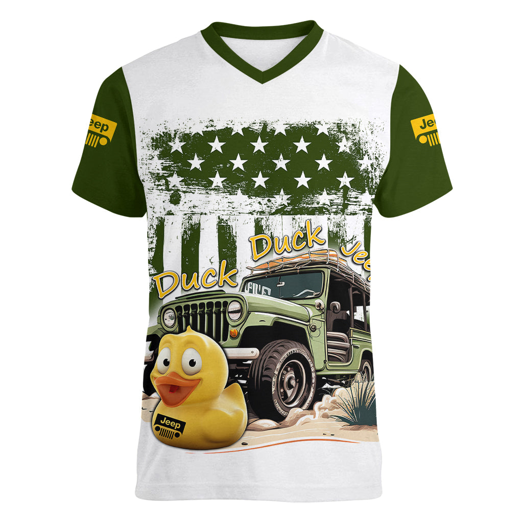 duck-duck-jeep-women-v-neck-t-shirt-i-dont-give-a-duck-mix-green-american-flag