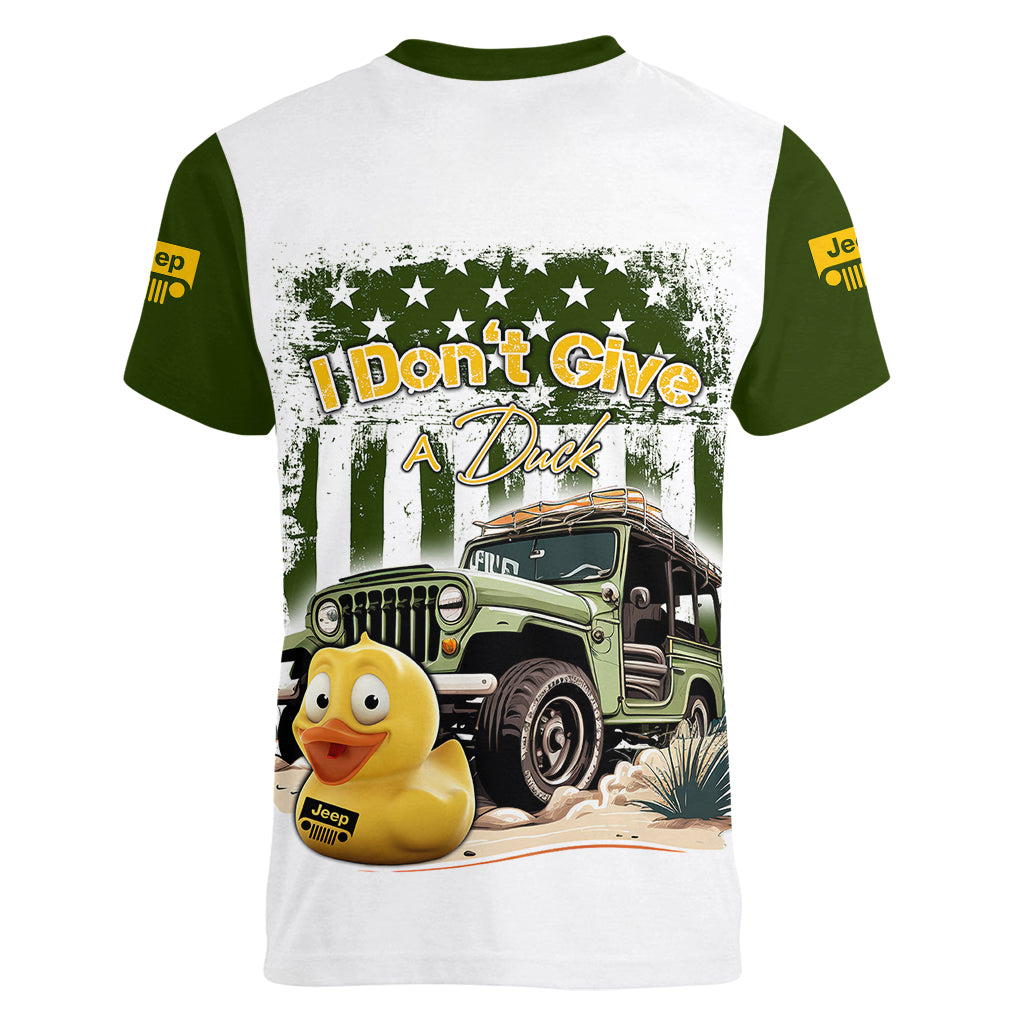 duck-duck-jeep-women-v-neck-t-shirt-i-dont-give-a-duck-mix-green-american-flag