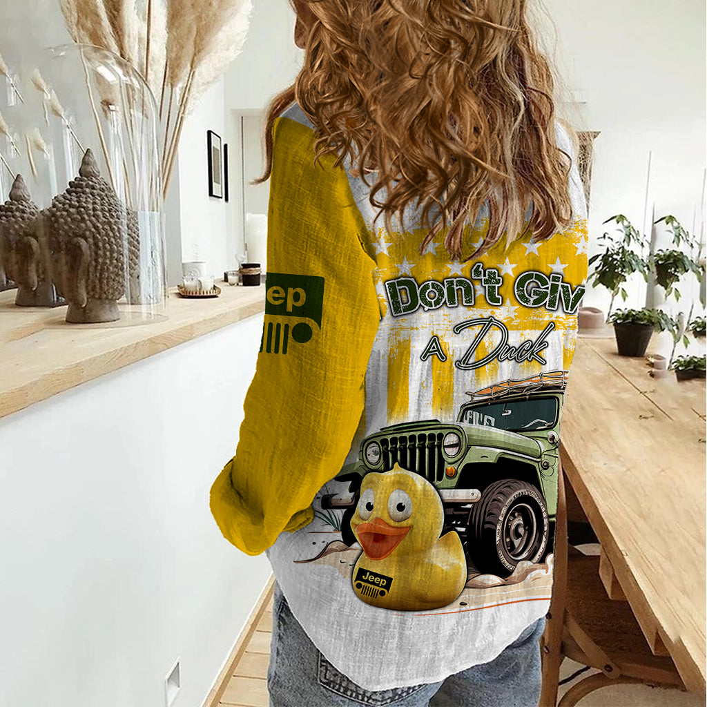 duck-duck-jeep-women-casual-shirt-i-dont-give-a-duck-mix-yellow-american-flag