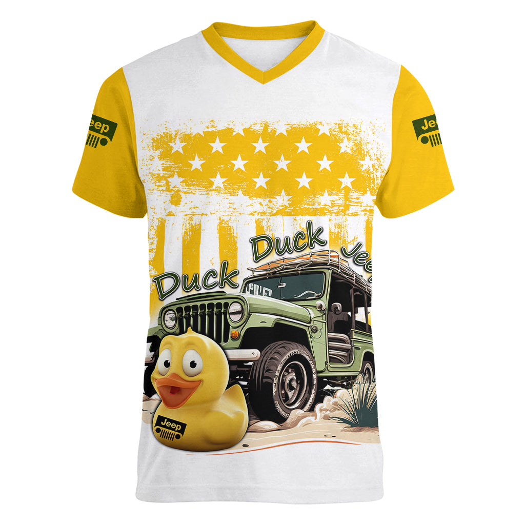 duck-duck-jeep-women-v-neck-t-shirt-i-dont-give-a-duck-mix-yellow-american-flag