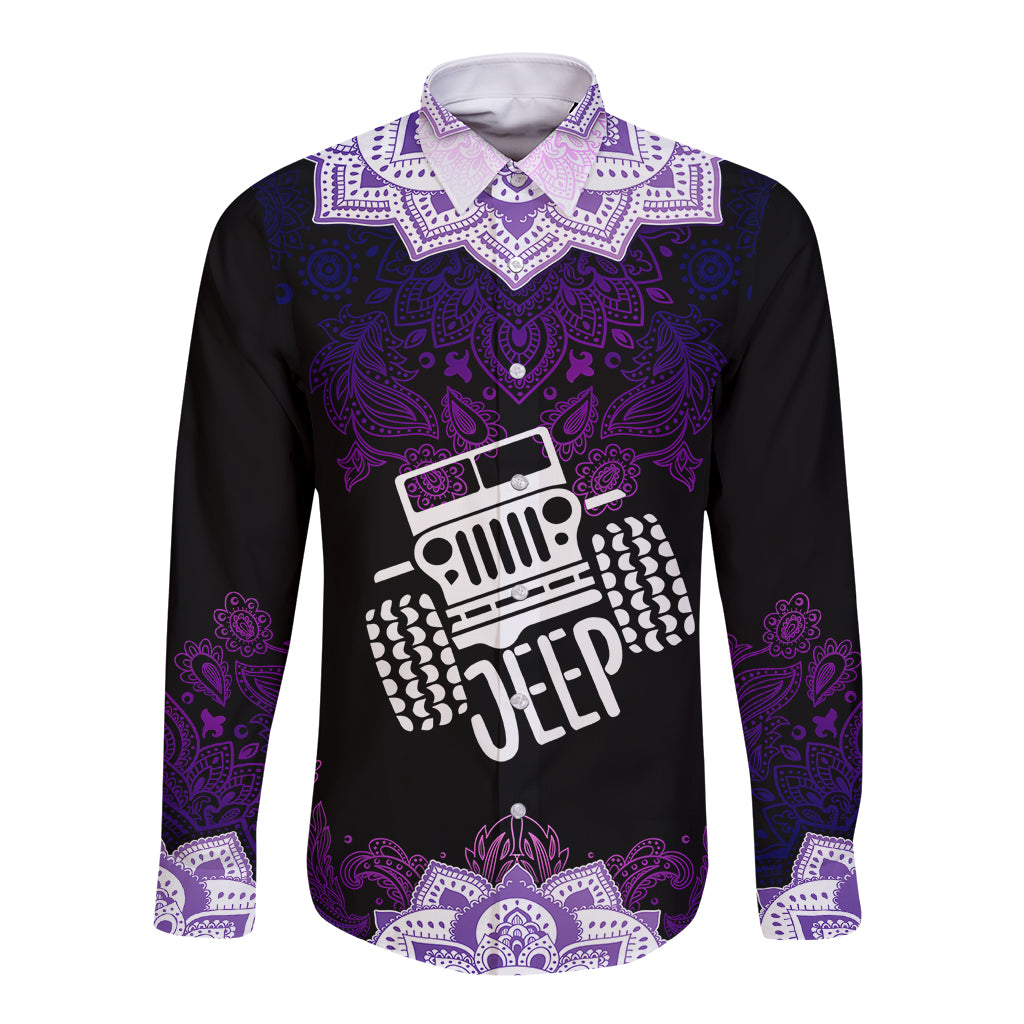 jeep-mandala-long-sleeve-button-shirt-patterns-flower-mix-jeep