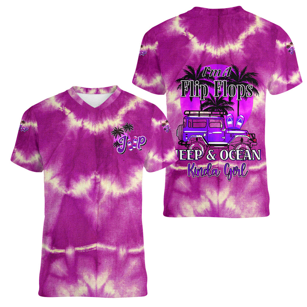 pink-jeep-tie-dye-women-v-neck-t-shirt-im-a-flip-flops-jeep-and-ocean-kinda-girl-ver02