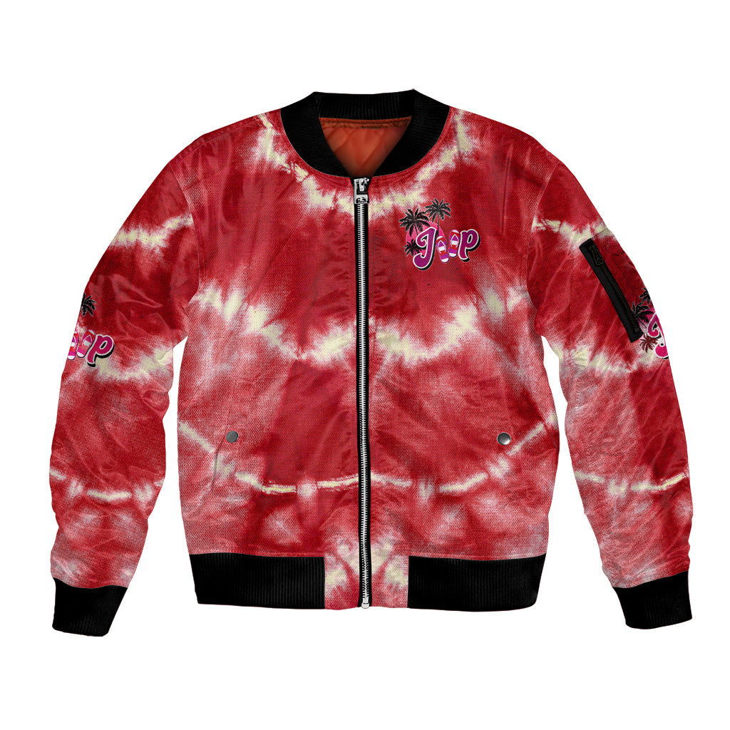 red-jeep-tie-dye-sleeve-zip-bomber-jacket-im-a-flip-flops-jeep-and-ocean-kinda-girl-ver02