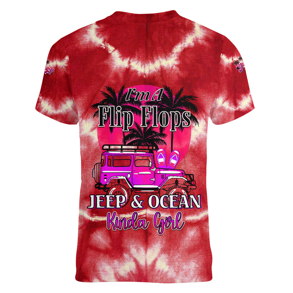 red-jeep-tie-dye-women-v-neck-t-shirt-im-a-flip-flops-jeep-and-ocean-kinda-girl-ver02