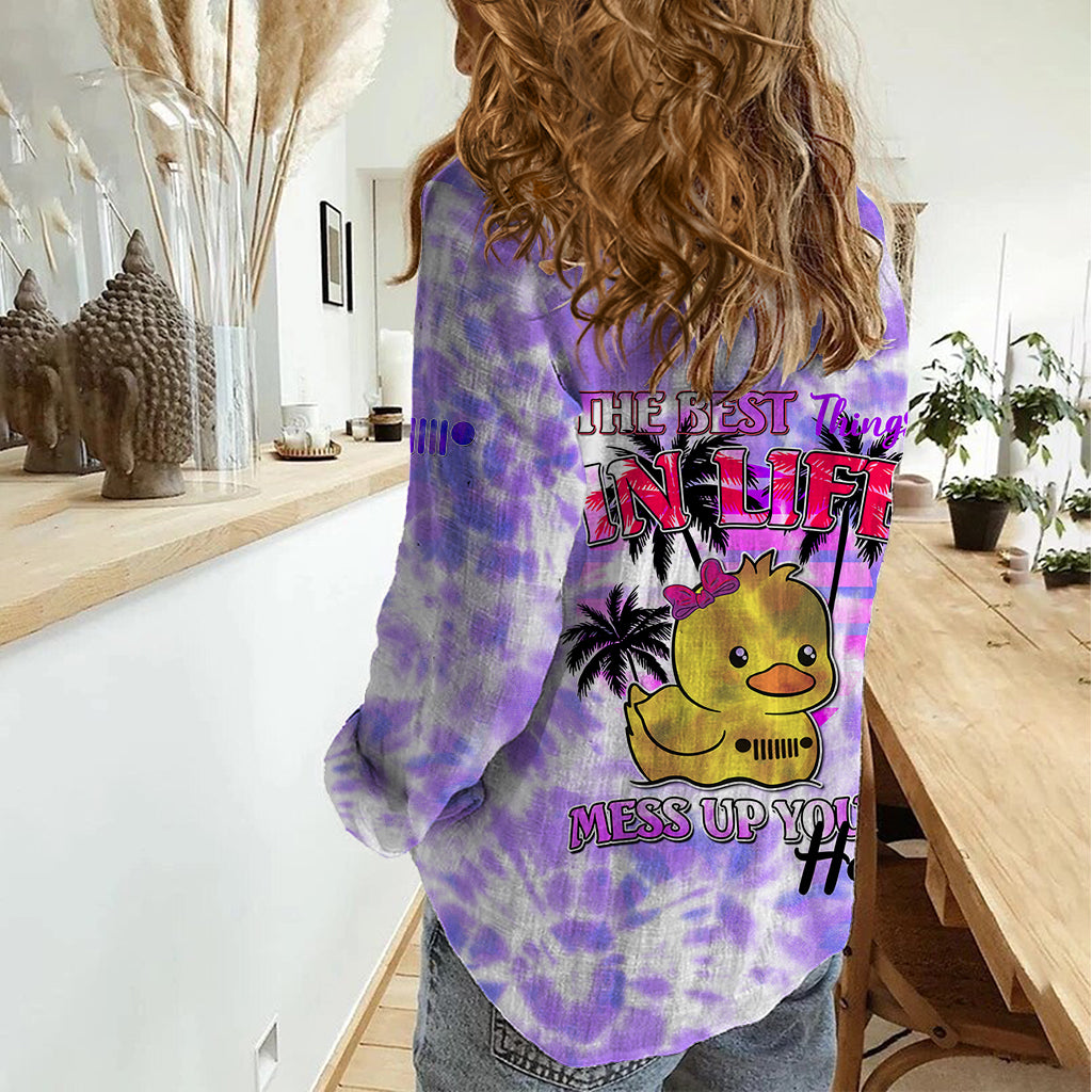 violet-jeep-tie-dye-women-casual-shirt-the-best-things-in-life-mess-up-your