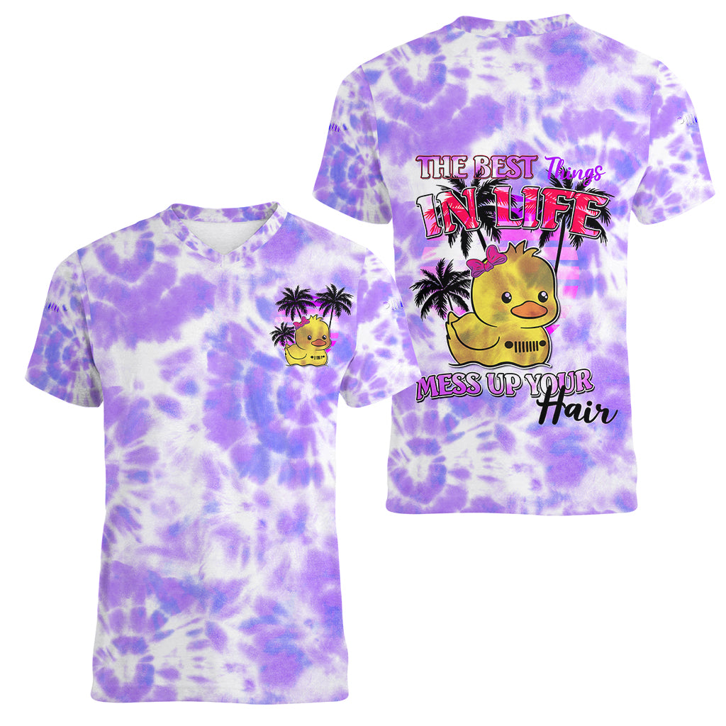 violet-jeep-tie-dye-women-v-neck-t-shirt-the-best-things-in-life-mess-up-your