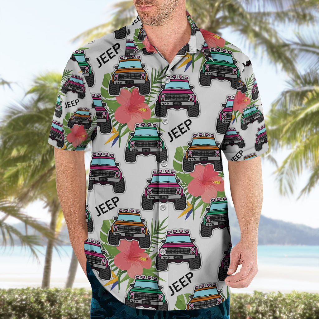 jeep-hawaii-hawaiian-shirt-hibiscus-flower-mix-jeep