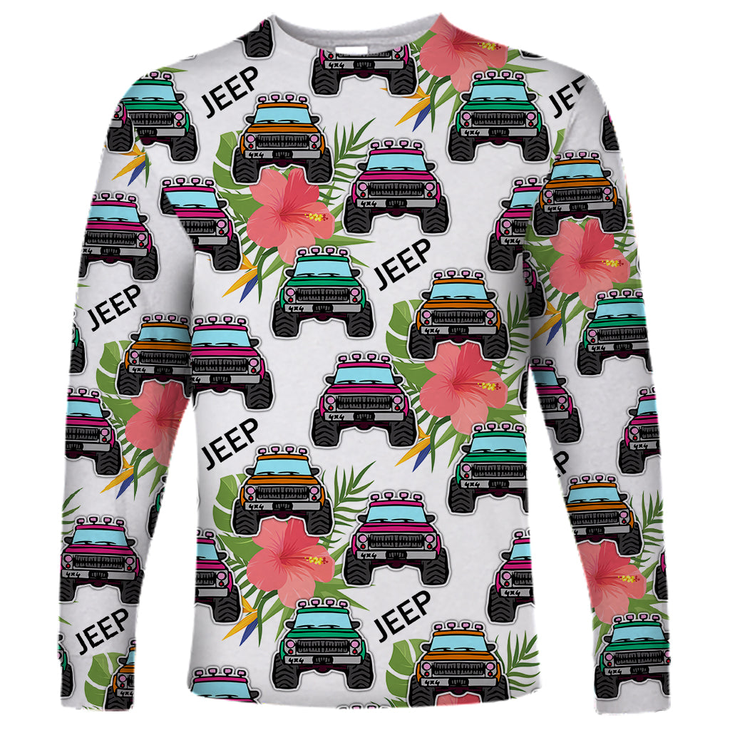 jeep-hawaii-long-sleeve-shirt-hibiscus-flower-mix-jeep