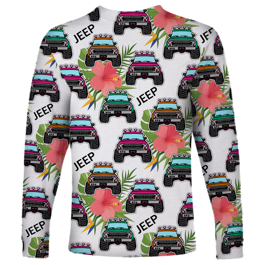 jeep-hawaii-long-sleeve-shirt-hibiscus-flower-mix-jeep