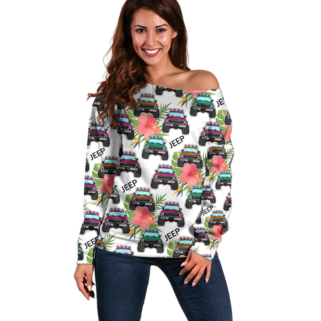 jeep-hawaii-off-shoulder-sweater-hibiscus-flower-mix-jeep