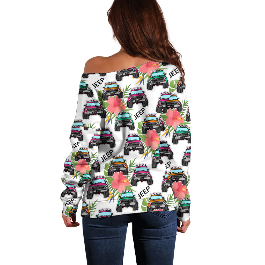 jeep-hawaii-off-shoulder-sweater-hibiscus-flower-mix-jeep