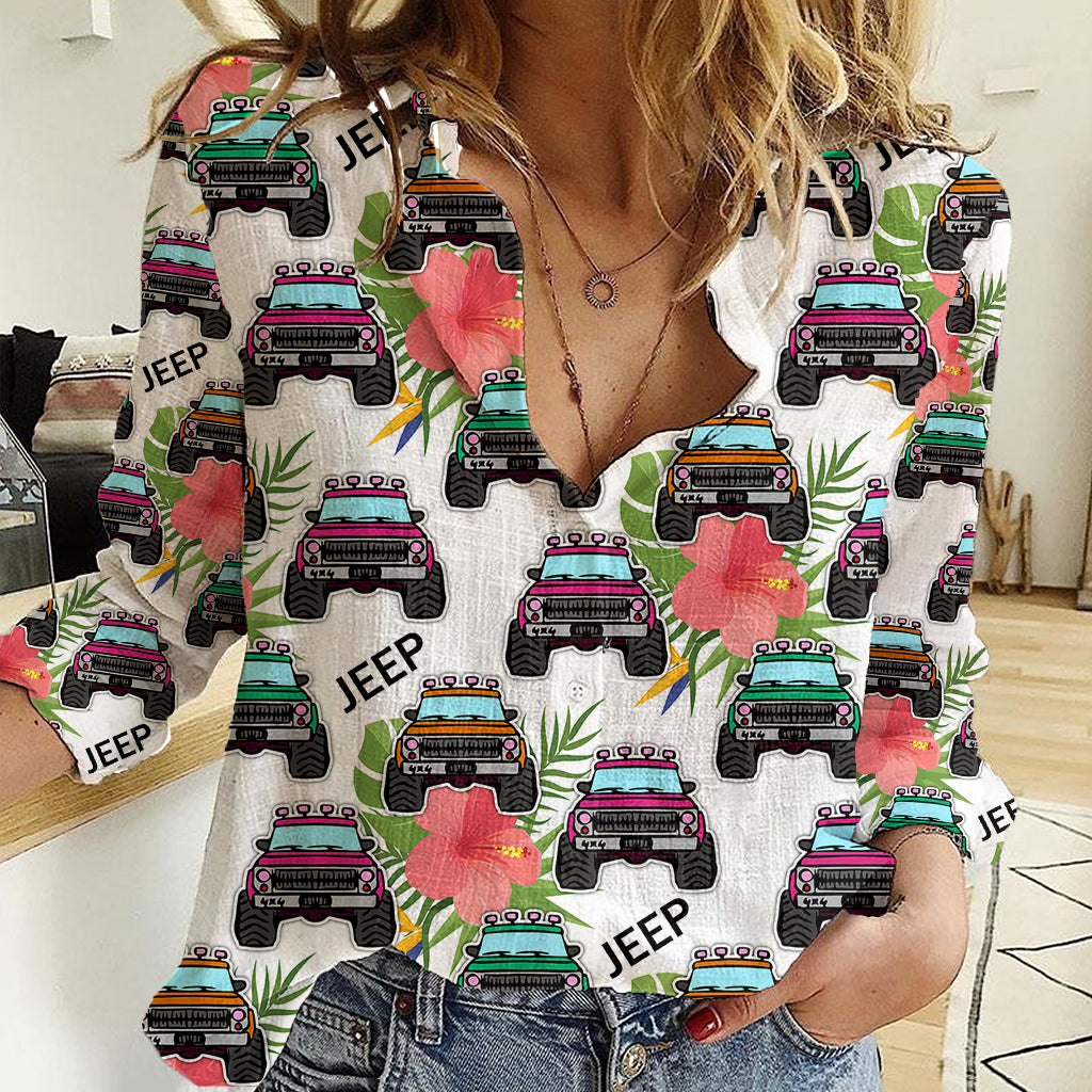 jeep-hawaii-women-casual-shirt-hibiscus-flower-mix-jeep