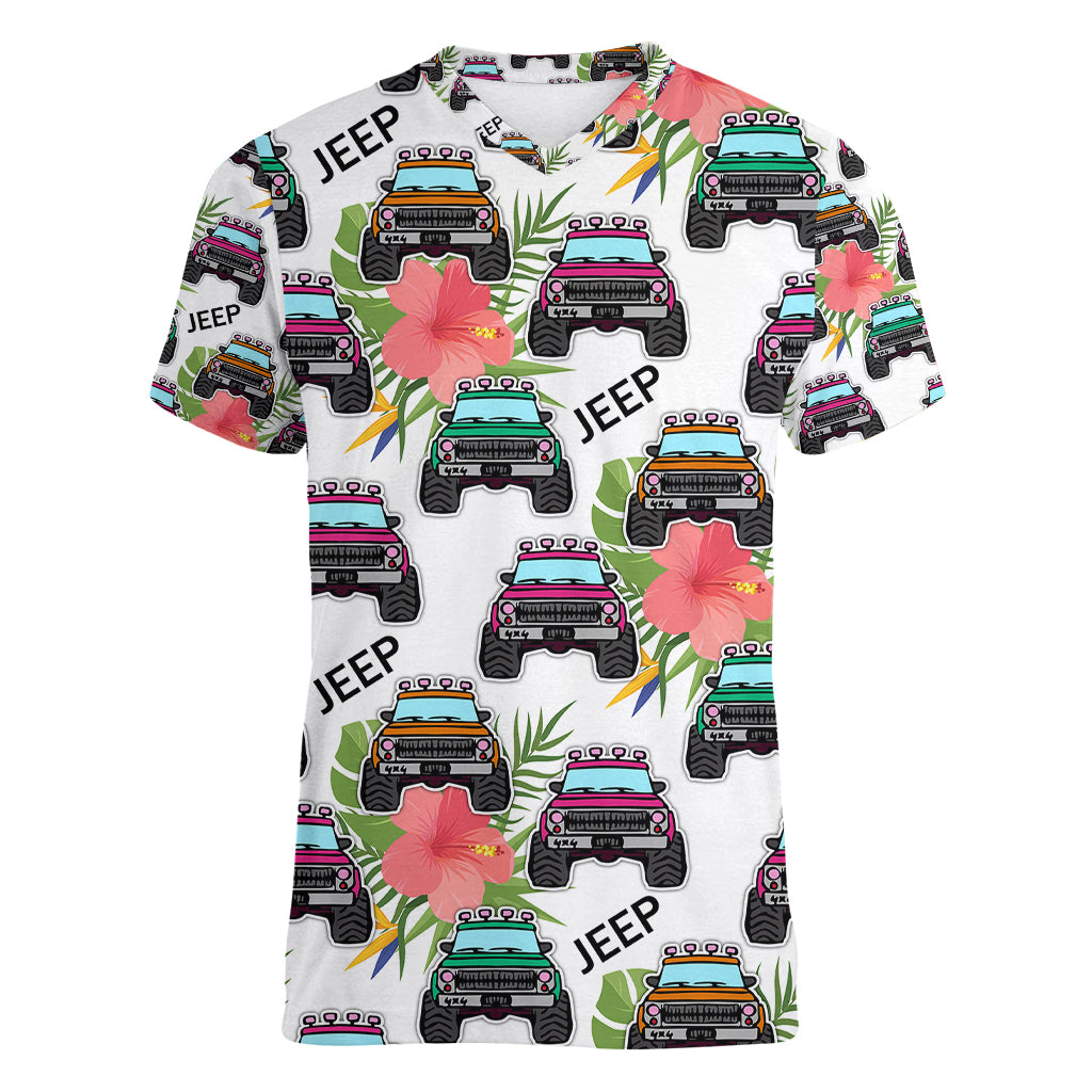 jeep-hawaii-women-v-neck-t-shirt-hibiscus-flower-mix-jeep