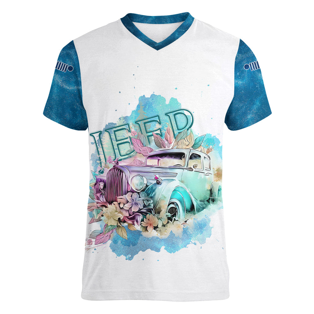 blue-jeep-galaxy-women-v-neck-t-shirt-not-all-those-who-wander-are-lost