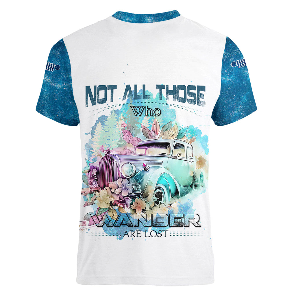 blue-jeep-galaxy-women-v-neck-t-shirt-not-all-those-who-wander-are-lost