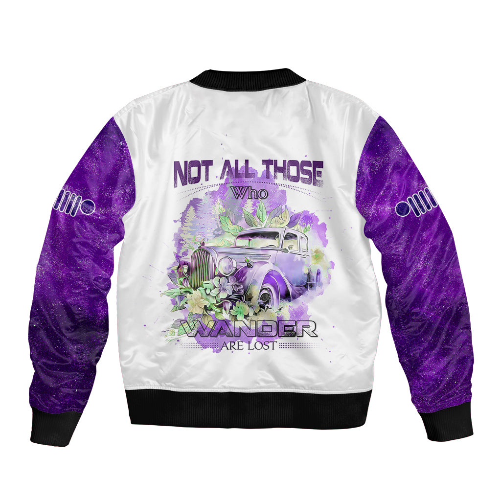 purple-jeep-galaxy-sleeve-zip-bomber-jacket-not-all-those-who-wander-are-lost