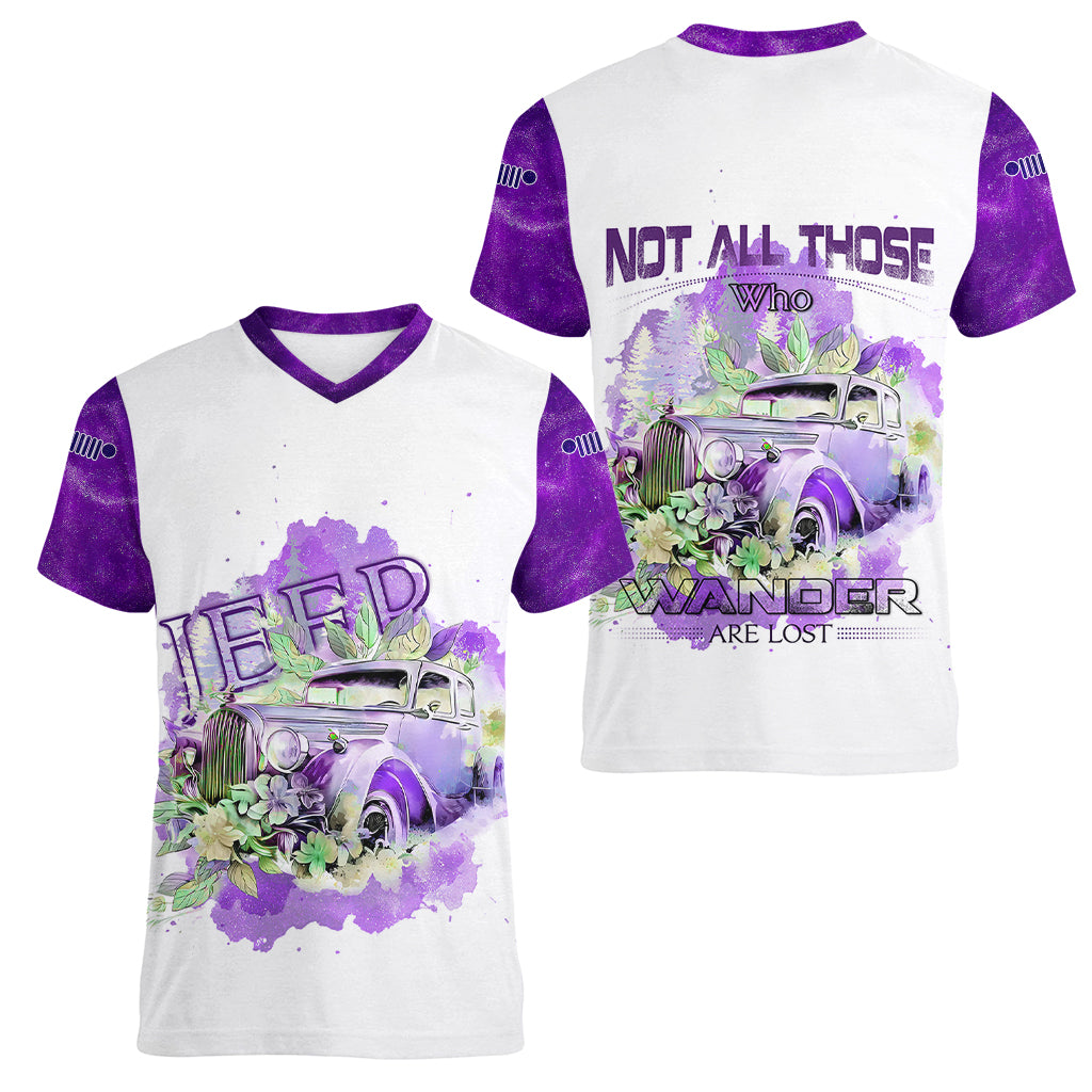 purple-jeep-galaxy-women-v-neck-t-shirt-not-all-those-who-wander-are-lost