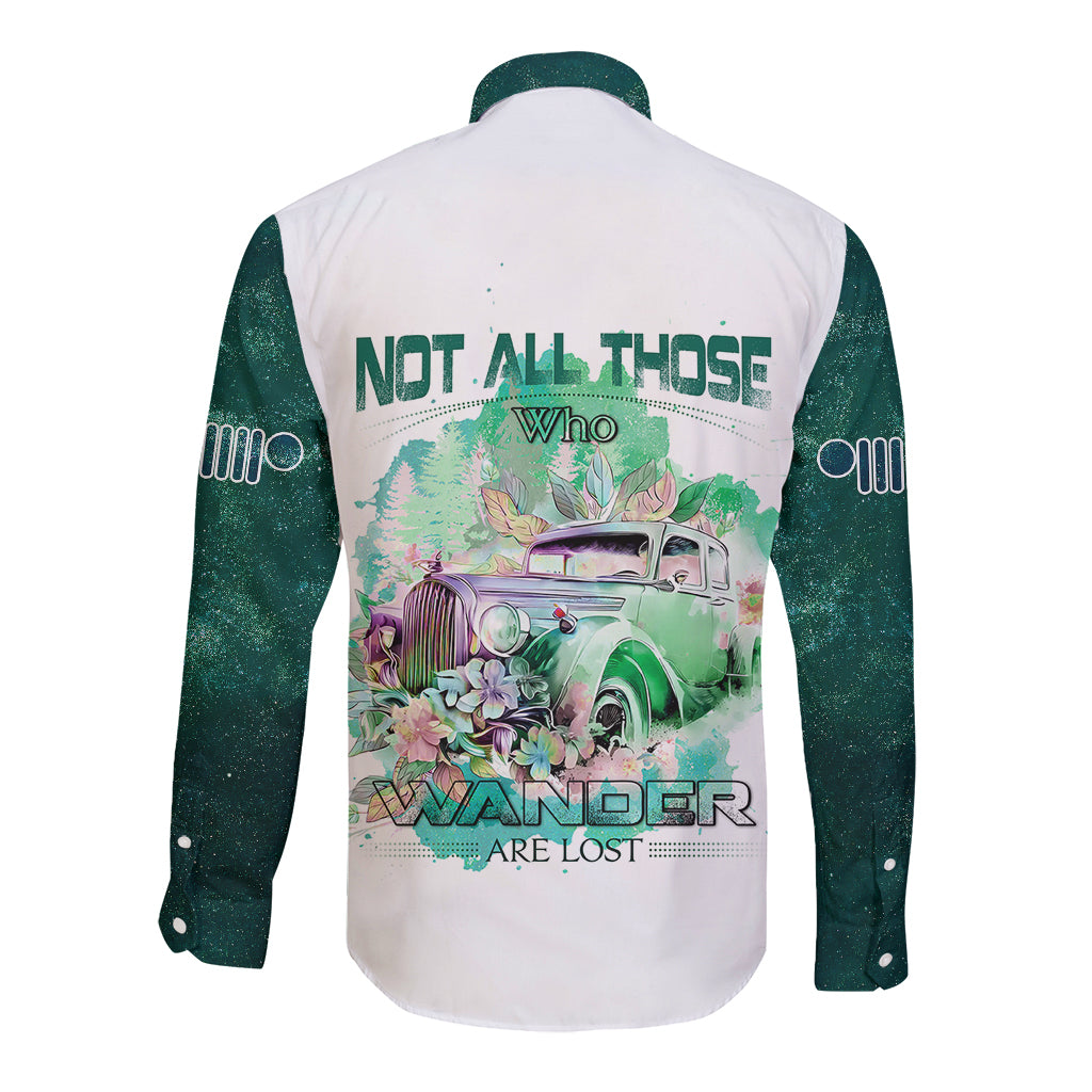 green-jeep-galaxy-long-sleeve-button-shirt-not-all-those-who-wander-are-lost